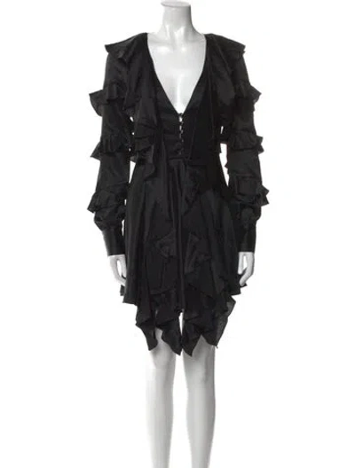 Pre-owned Philipp Plein Silk Mini Dress In Black