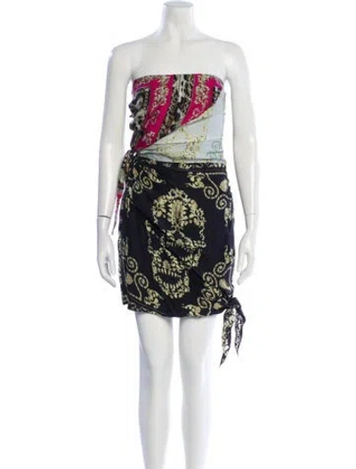 Pre-owned Philipp Plein Silk Mini Dress In Black