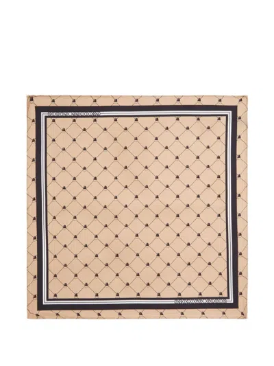 Philipp Plein Silk Pocket Square In Brown