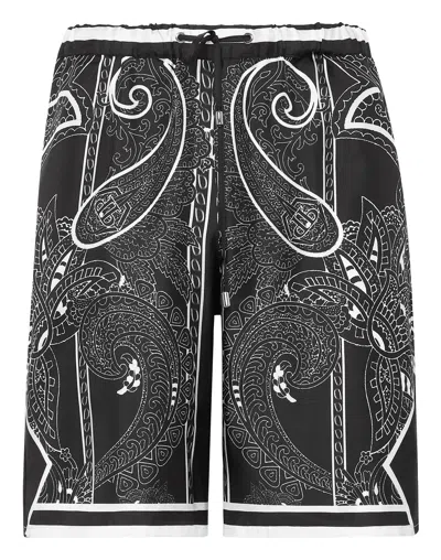 Philipp Plein Paisley-print Silk Shorts In Multi