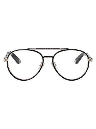 Philipp Plein Silver Black Metal Glasses In Neutral