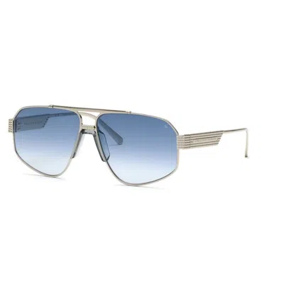 Philipp Plein Silver Blue Titanium Sunglasses