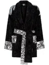 Philipp Plein Silver Eagle Short Bathrobe In Black