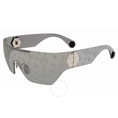 Philipp Plein Silver Mirror Logo Shield Ladies Sunglasses Spp029m 579l 99