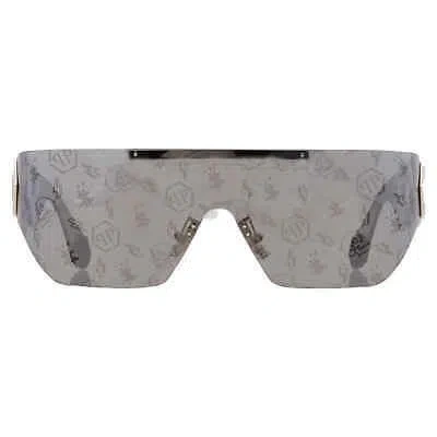 Pre-owned Philipp Plein Silver Mirror Logo Shield Ladies Sunglasses Spp029m 579l 99