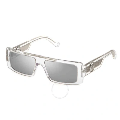 Philipp Plein Silver Mirror Rectangular Men's Sunglasses Spp003v 880x 58