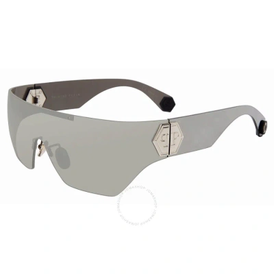 Philipp Plein Silver Mirror Shield Ladies Sunglasses Spp029m 579x 99 In Gray