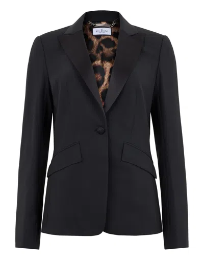 Philipp Plein Single Breasted Fit Blazer Skull In Black
