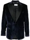 Philipp Plein Single-breasted Velvet Blazer In Blue