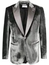 Philipp Plein Single-breasted Velvet Blazer In Grey