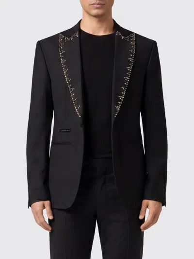 Philipp Plein Single-breasted Virgin Wool Blend Blazer In Black