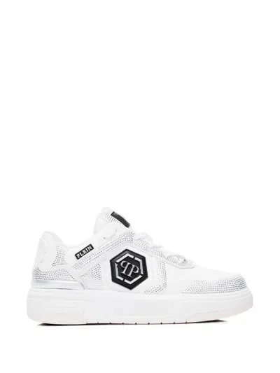 Philipp Plein Sk8r Rhinestones Low-top Sneakers In White