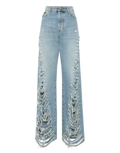 Philipp Plein Skater Denim Trousers In Multi