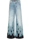 Philipp Plein Denim Skater Fit Trousers Strass Flame In Blau