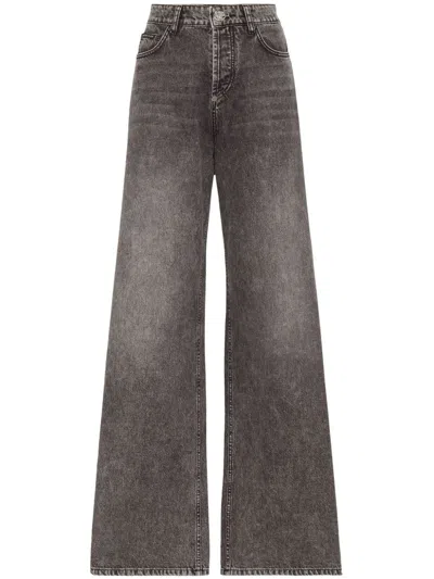 Philipp Plein Skater High-rise Wide-leg Jeans In Grey