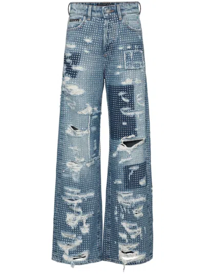 Philipp Plein Skater Row Jeans In Blue