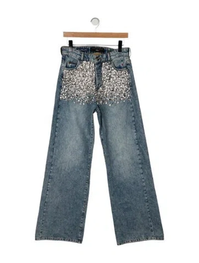 Pre-owned Philipp Plein Skater Wide Leg Jeans W/ Tags In Blue