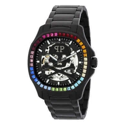 Pre-owned Philipp Plein Skeleton Spectre Automatic Crystal Black Dial Men's Watch
