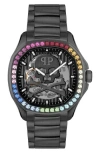 Philipp Plein Men's Automatic Skeleton Spectre Black Ion-plated Bracelet Watch 42mm In Ip Black