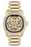 Philipp Plein Men's Automatic Skeleton Spectre Gold Ion-plated Bracelet Watch 42mm In Ip Yellow Gold