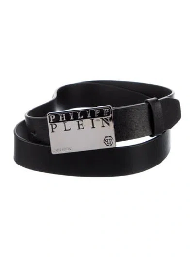 Pre-owned Philipp Plein Skinny Leather Belt W/ Tags In Black