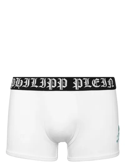 Philipp Plein Skull & Bones Embroidered Briefs In White
