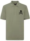 Philipp Plein Skull & Bones Embroidered Cotton Polo Shirt In Green