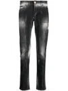 Philipp Plein Skull&bones-embroidered Faded Jeans In Grey