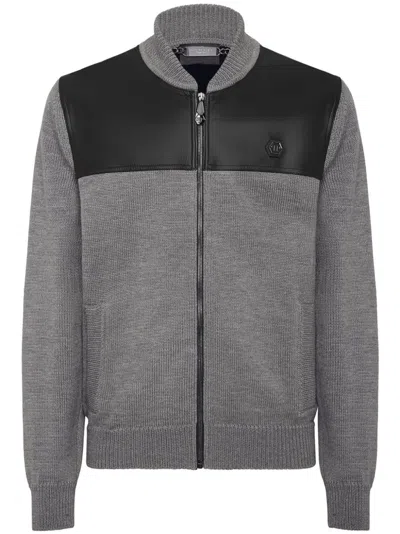 Philipp Plein Skull Bomber Jacket In Grau