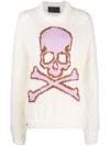 Philipp Plein Skull&bones Knitted Jumper In Neutrals