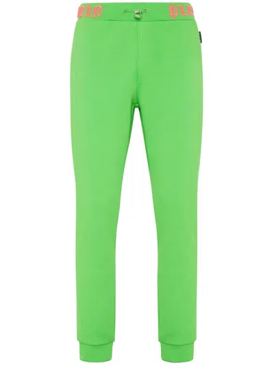 Philipp Plein Skull And Bones Logo-waistband Track Pants In Green