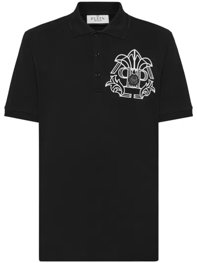 Philipp Plein Strass Tattoo Polo Shirt In Black