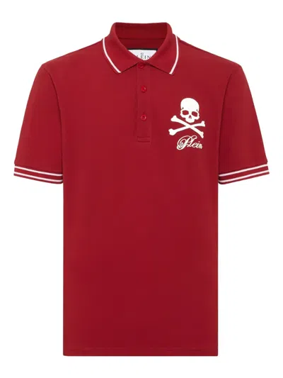 Philipp Plein Skull-and-bones Polo Shirt In Red