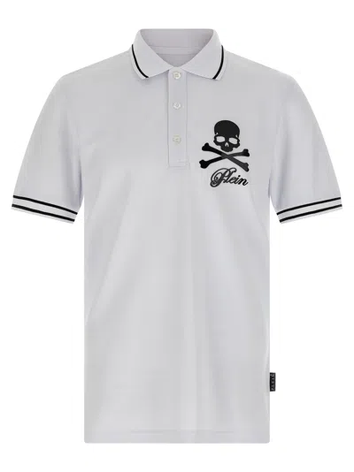 Philipp Plein 'skull & Bones' Polo Shirt In White