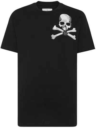 Philipp Plein Skull&bones Short-sleeve T-shirt In 02 Black