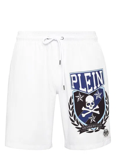 Philipp Plein Skull & Bones Swim Shorts In White