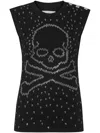 Philipp Plein Tank Top Strass Skull & Bones In Black