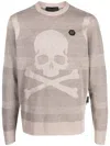 Philipp Plein Skull&bones Wool-blend Jumper In Neutrals