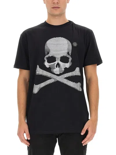 PHILIPP PLEIN SKULL AND CROSSBONES T-SHIRT