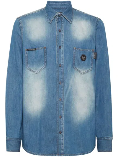 Philipp Plein Skull-appliqué Shirt In Blue