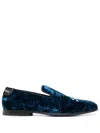 Philipp Plein Skull-appliqué Slippers In Blue