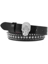 Philipp Plein Skull Buckle Leather Belt In Black