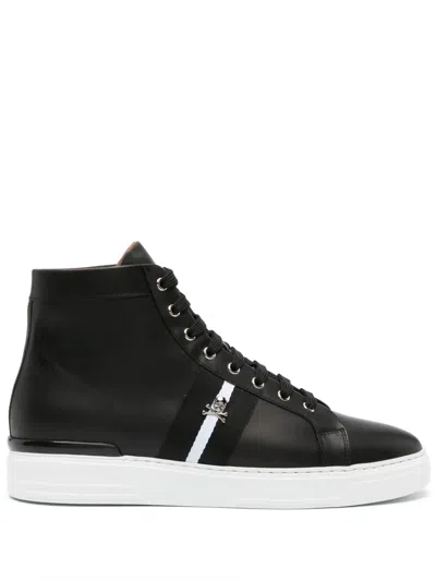 Philipp Plein Skull-charm Leather Sneakers In Black