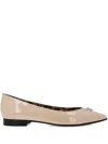 Philipp Plein Skull Detail Pointed Ballerina Shoes In Neutrals
