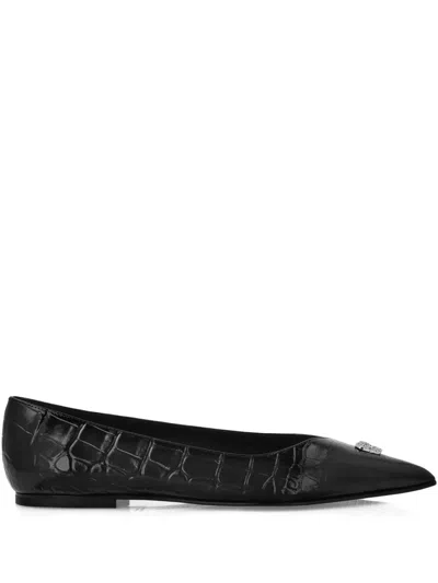 Philipp Plein Skull-embellished Flat Pumps In Black