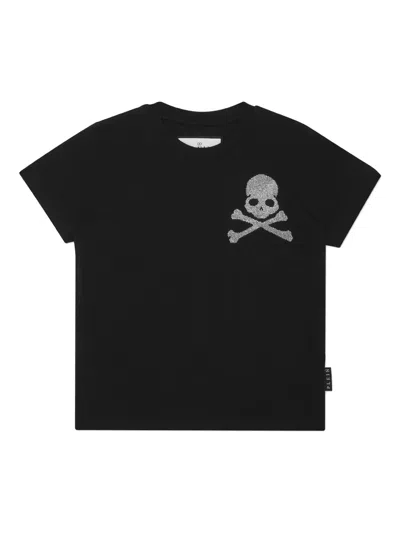 Philipp Plein Kids' Skull-embellished T-shirt In Blue