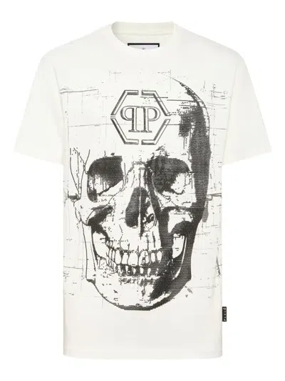 Philipp Plein Skull-embellished T-shirt In White