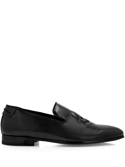 Philipp Plein Skull-embossed Leather Loafers In Black