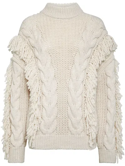 Philipp Plein Skull-embroidered Cable-knit Jumper In Neutrals
