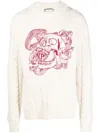 Philipp Plein Skull-embroidered Cable-knit Sweatshirt In White